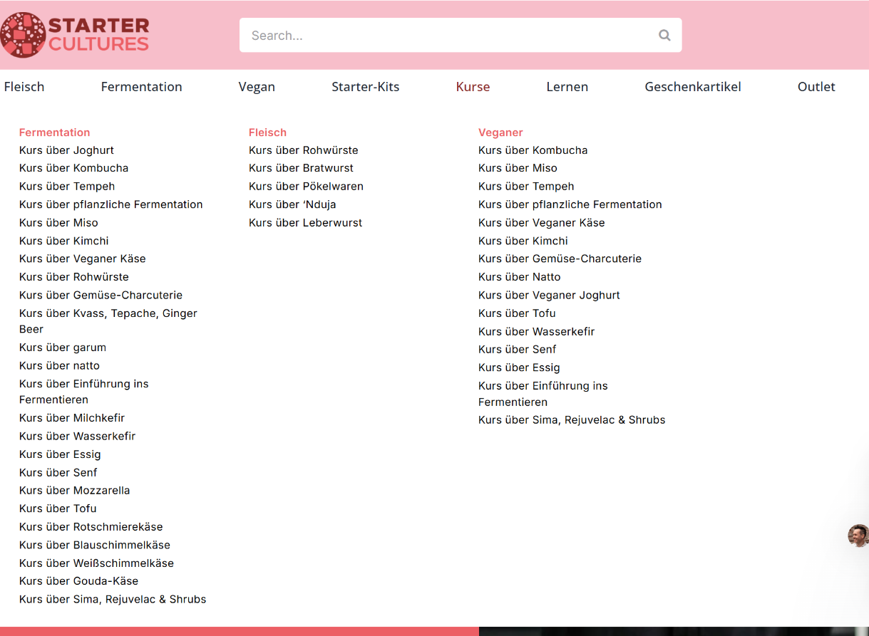 online-cursussen-menu-de Das Menü mit Online-Fermentationskursen auf Startercultures